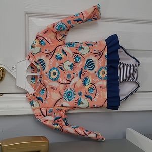 Baby Girl Ruffle Butts Rashgaurd and Swim Bottom Set Size 12-18M